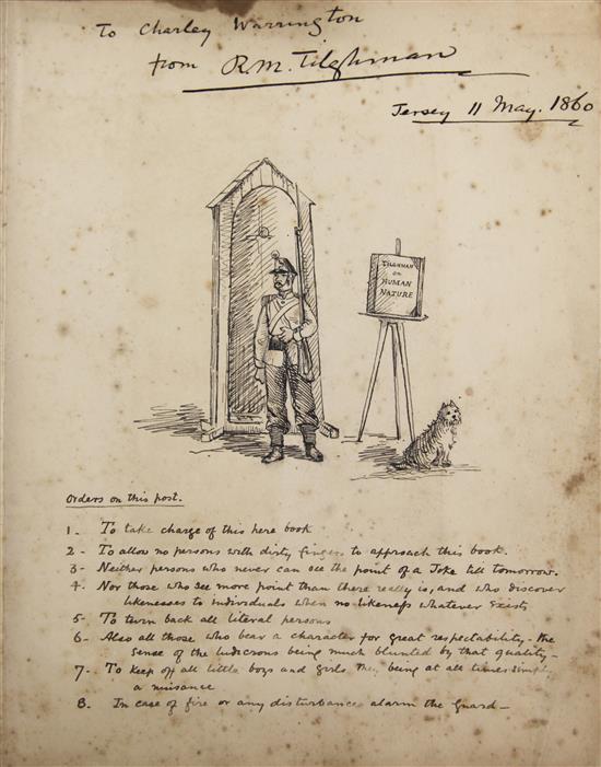 Tilghman, Richard Milbank (Paymaster 15th Foot, 1859-60, Jersey) - An album of 78 amusing pen and ink sketches,